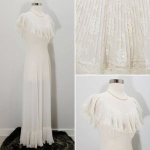 50s Van Raalte Sheerio Flutter Capelet Gown XS 32